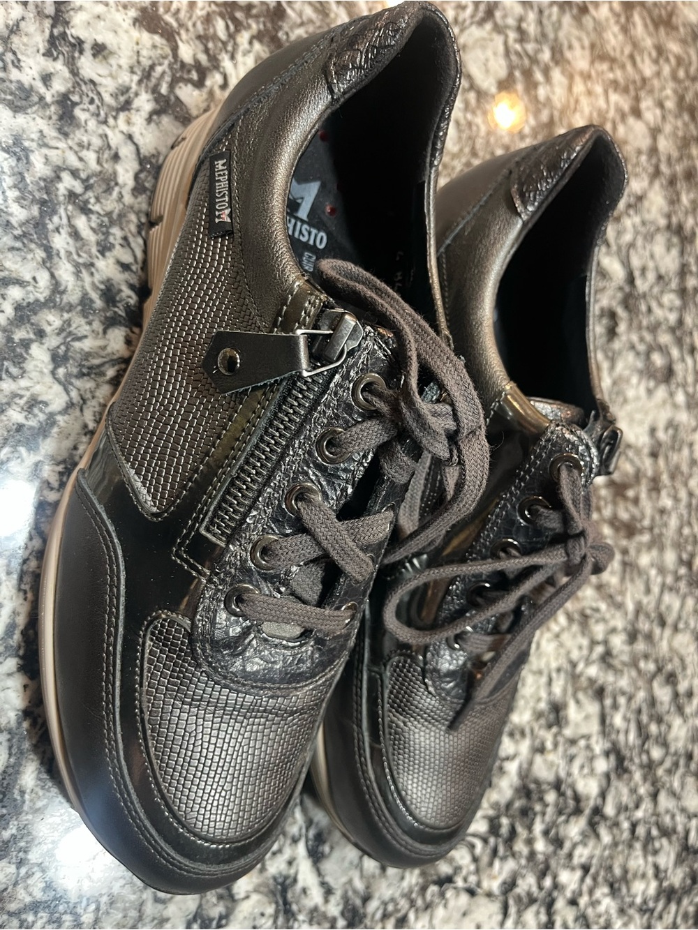 Mephisto Sneakers Zip Gray Black Size 7 Women EUC
